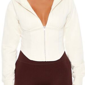 Women's Cream Zip-Up Hoodie